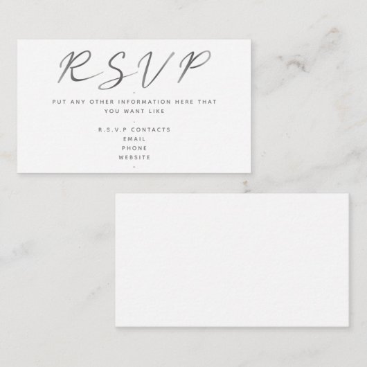Carte D'accompagnement Script d'effet noir et blanc, RSVP (Devant / Derrière)