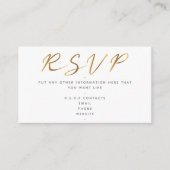Carte D'accompagnement Script d'effet or, blanc RSVP (Devant)
