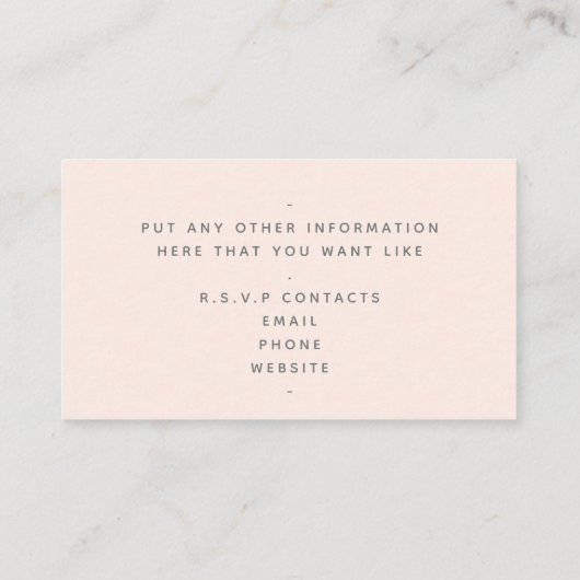 Carte D'accompagnement Script d'effet or, RSVP rose nuptiale (Dos)