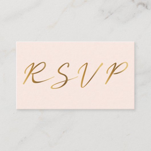 Carte D'accompagnement Script d'effet or, RSVP rose nuptiale (Devant)