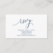 Carte D'accompagnement Script d'encre bleu marine moderne, Mariage RSVP (Devant)