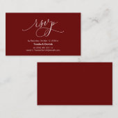 Carte D'accompagnement Script d'encre bordeaux à main moderne, Mariage RS (Devant / Derrière)