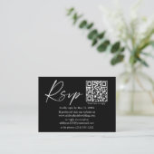 Carte D'accompagnement Script d'encre calligraphie Mariage QR noir RSVP (Debout devant)