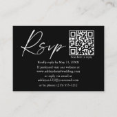 Carte D'accompagnement Script d'encre calligraphie Mariage QR noir RSVP (Devant)