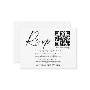 Carte D'accompagnement Script d'encre de calligraphie moderne QR Wedding 
