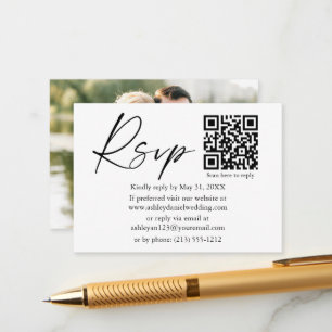 Carte D'accompagnement Script d'encre de calligraphie QR Mariage photo RS