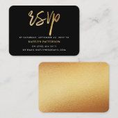 Carte D'accompagnement Script d'huile d'or moderne RSVP (Devant / Derrière)