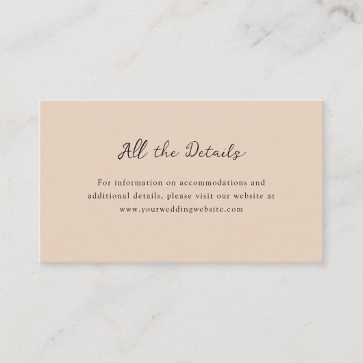 Carte D'accompagnement Script écrit à la main Neutral Beige Mariage Détai (Devant)