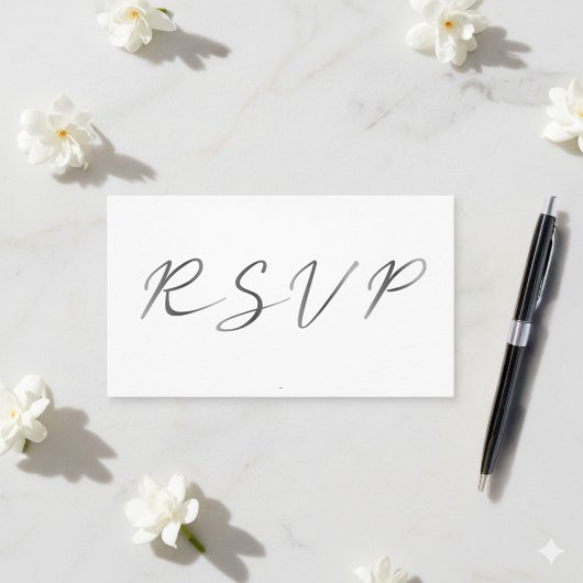 Carte D'accompagnement Script effet noir et blanc, RSVP