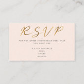 Carte D'accompagnement Script effet or, rose RSVP (Devant)