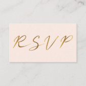 Carte D'accompagnement Script effet or, RSVP rose mariage (Devant)