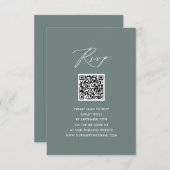 Carte D'accompagnement Script élégant moderne Sage Green QR Wedding RSVP (Devant / Derrière)