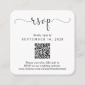 Carte D'accompagnement Script élégant QR Code Mariage RSVP (Devant)