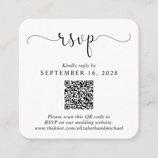 Carte D'accompagnement Script élégant QR Code Mariage RSVP (Devant)