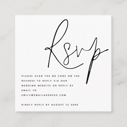 Carte D'accompagnement Script élégant QR Code Mariage RSVP (Devant)