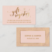 Carte D'accompagnement Script Gold Elegant Hearts, Registre Cadeaux Blush (Devant / Derrière)