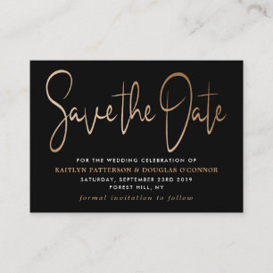 Carte D'accompagnement Script Gold Foil Moderne Enregistrer la date