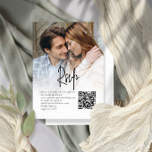 Carte D'accompagnement Script informel superposition photo QR Wedding RSV