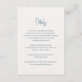 Carte D'accompagnement Script manuscrit bleu moderne Mariage élégant (Devant)