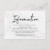 Carte D'accompagnement Script Marbre blanc moderne | Informations sur le  (Devant)