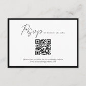 Carte D'accompagnement Script minimal Bordure noire QR Code Mariage Rsvp (Devant)