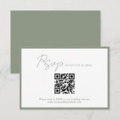 Carte D'accompagnement Script minimal Bordure verte QR Code Mariage Rsvp (Devant / Derrière)