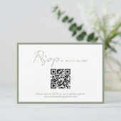 Carte D'accompagnement Script minimal Bordure verte QR Code Mariage Rsvp (Debout devant)