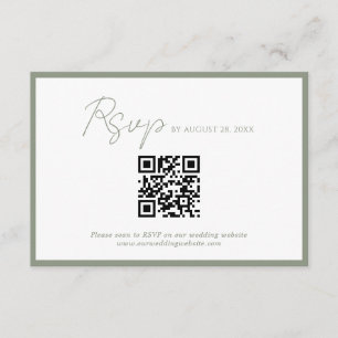 Carte D'accompagnement Script minimal Bordure verte QR Code Mariage Rsvp