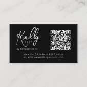 Carte D'accompagnement Script minimal Elegant B&W Code QR Mariage RSVP (Devant)