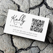 Carte D'accompagnement Script minimal Elegant B&W Code QR Mariage RSVP