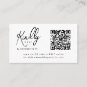 Carte D'accompagnement Script minimal Elegant B&W Code QR Mariage RSVP (Devant)