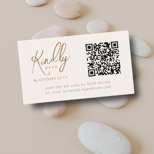 Carte D'accompagnement Script minimal élégant code QR Boho Wedding RSVP