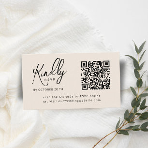 Carte D'accompagnement Script minimal élégant code QR Boho Wedding RSVP