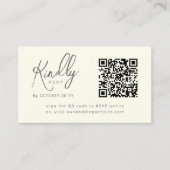Carte D'accompagnement Script minimal élégant code QR Mariage ivoire RSVP (Devant)