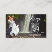 Carte D'accompagnement script minimal moderne rsvp qr code photo mariage (Devant)