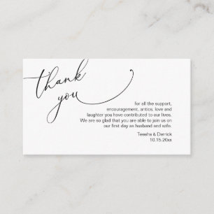 Carte D'accompagnement Script minimaliste moderne, Merci Mariage
