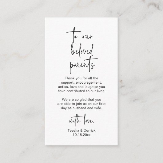 Carte D'accompagnement Script minimaliste moderne, Merci Mariage Enclos (Devant)