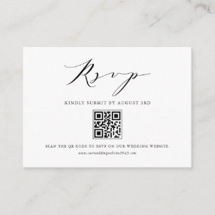 Carte D'accompagnement Script minimaliste moderne noir QR Code RSVP