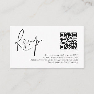 Carte D'accompagnement Script minimaliste QR Code Mariage RSVP