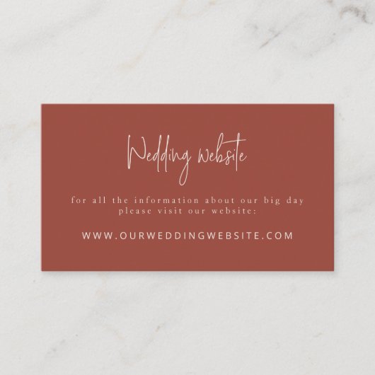 Carte D'accompagnement Script Modern Terracotta & Cream Site Mariage (Devant)
