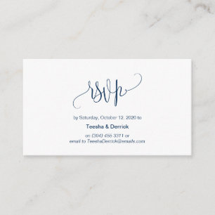 Carte D'accompagnement Script moderne, bleu marine, mariage RSVP