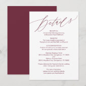 Carte D'accompagnement Script moderne, Bourgogne, fiche Mariage (Devant / Derrière)