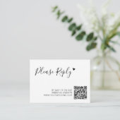Carte D'accompagnement Script moderne Coeur QR Code Site Mariage RSVP (Debout devant)