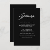 Carte D'accompagnement Script moderne | Détails du Mariage noir (Devant / Derrière)