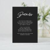 Carte D'accompagnement Script moderne | Détails du Mariage noir (Debout devant)