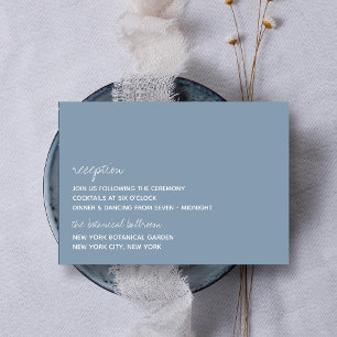 Carte D'accompagnement Script moderne Dusty bleu minimaliste Mariage