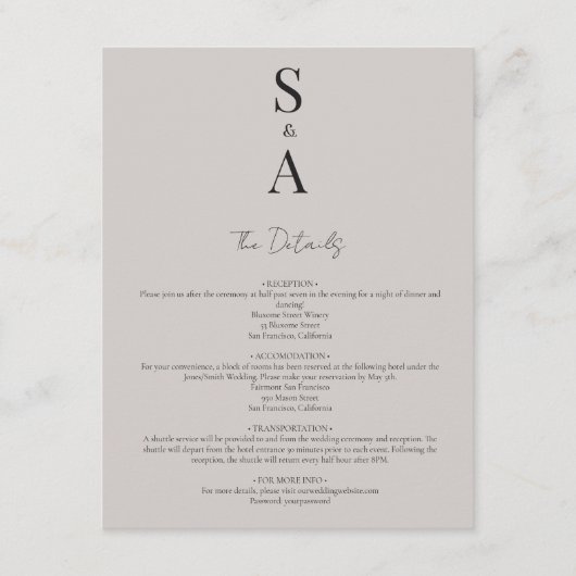 Carte D'accompagnement Script moderne et élégant et Mariage de monogramme (Devant)