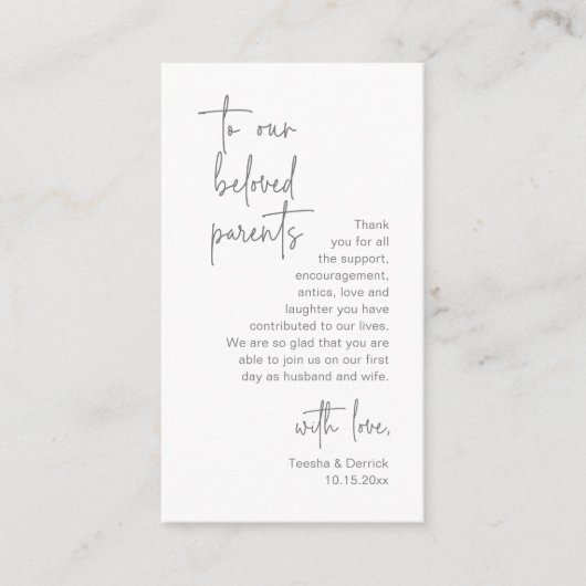 Carte D'accompagnement Script moderne gris foncé, Merci Mariage (Devant)