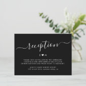 Carte D'accompagnement Script moderne Monogramme Noir Mariage Réception (Debout devant)