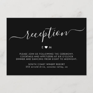 Carte D'accompagnement Script moderne Monogramme Noir Mariage Réception